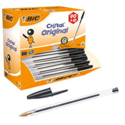 Penna a sfera Cristal  - punta media 1,0mm - nero - Bic - conf.  90+10 pezzi